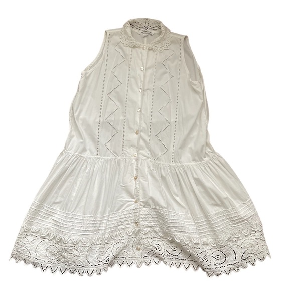 Vintage Lone Ranger 1990s Paisley Eyelet Collared Sleeveless Dress (size 1) - Picture 1 of 7